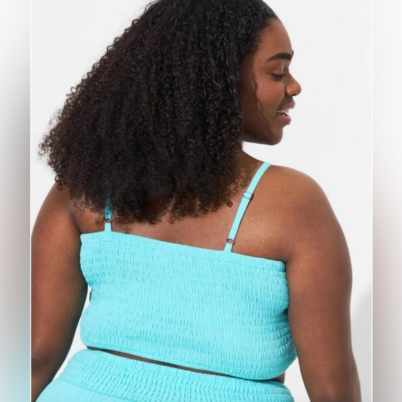 NWT Torrid gauze smocked sleeveless crop cover-up cami blue size 3X - Picture 3 of 7